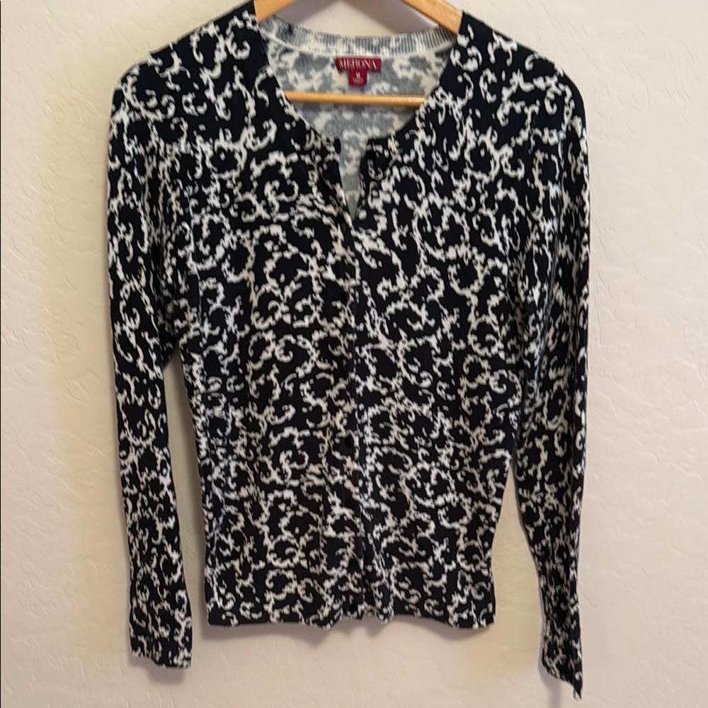 Merona Black and White Patterned Cardigan